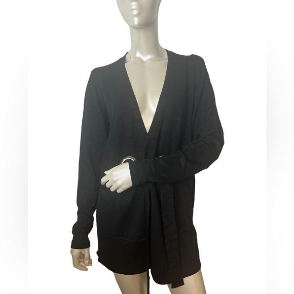 NWT Coco Bleu Black Long Sleeve Tie Knit Cardigan - Picture 2 of 12